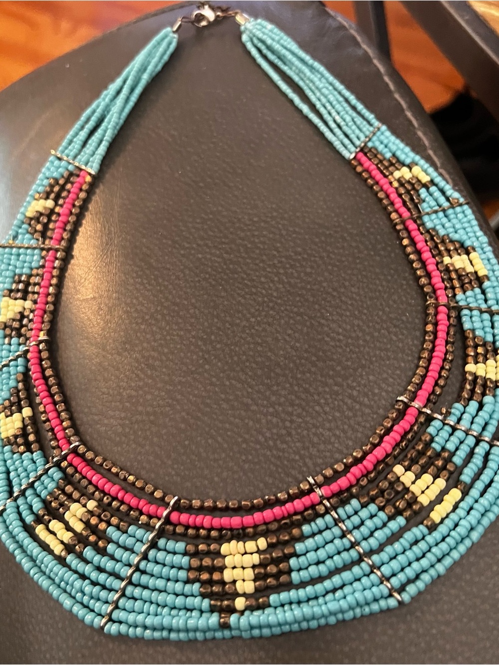 Turquoise & Pink Multi-Strand Beaded Necklace